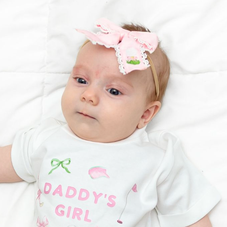 Lace Trim Golf Baby Headband Bow - Sweet Wink