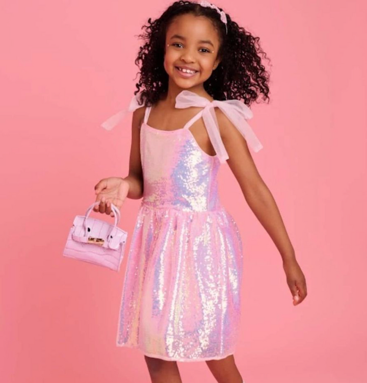 Iridescent Sequin Ribbon Dress - Lola + The Boys