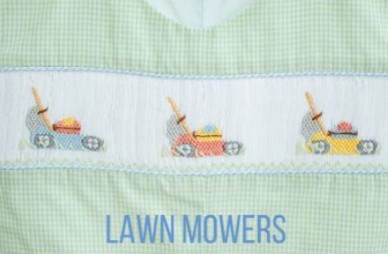 Boys Smocked Lawn Mowers Bubble - Ruth & Ralph