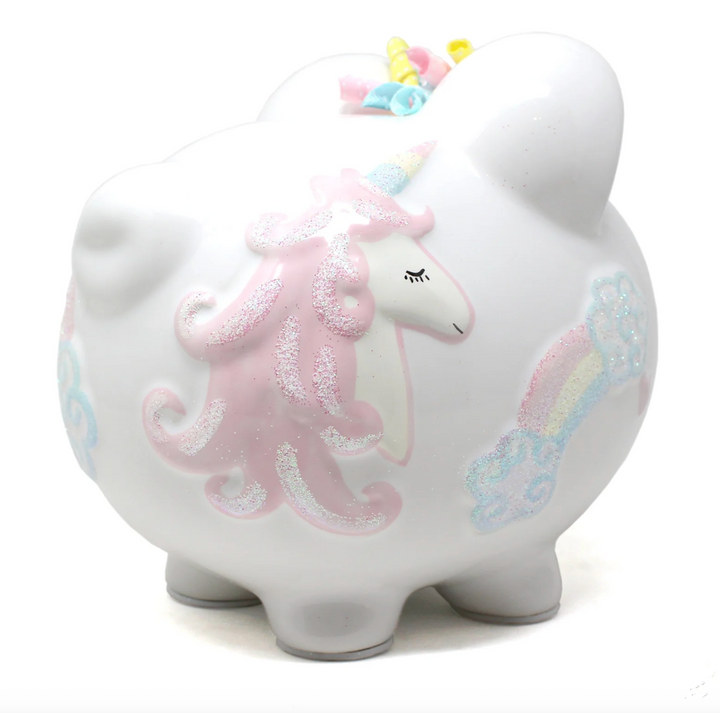Unicorn and Rainbows Large Piggy Bank - Child To Cherish