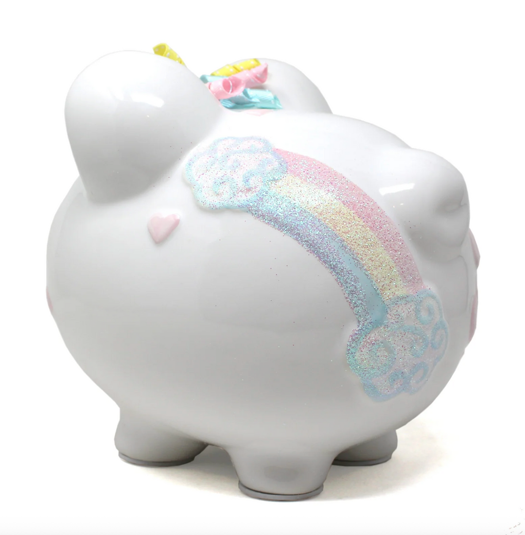 Unicorn and Rainbows Large Piggy Bank - Child To Cherish