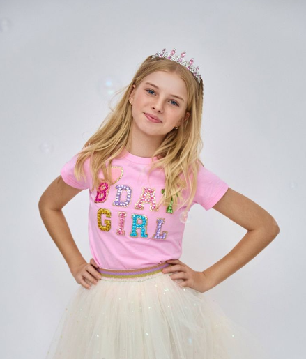 Pink Birthday Girl Gem T-Shirt - Lola + The Boys