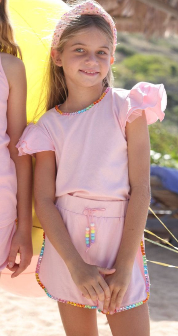 Candy Gem Pink Ruffle Short Set - Lola + The Boys