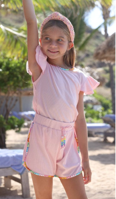Candy Gem Pink Ruffle Short Set - Lola + The Boys