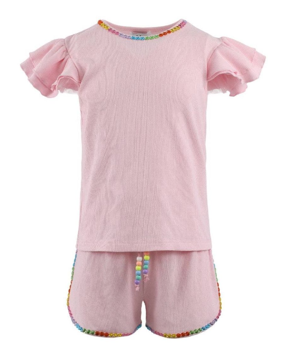 Candy Gem Pink Ruffle Short Set - Lola + The Boys