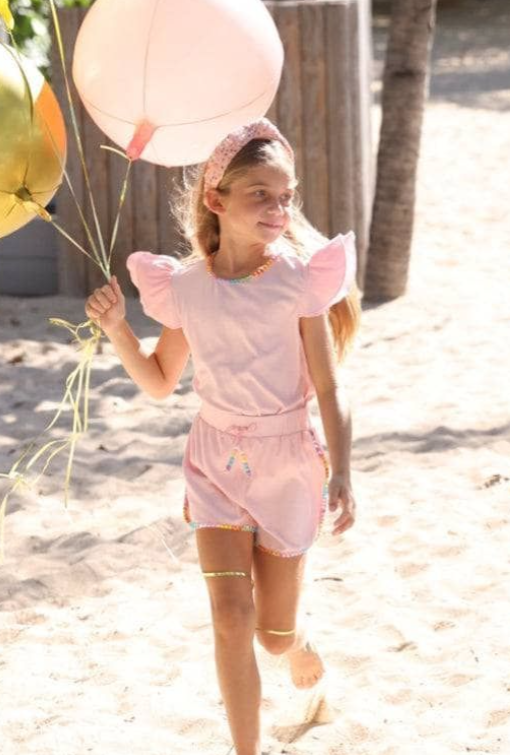 Candy Gem Pink Ruffle Short Set - Lola + The Boys