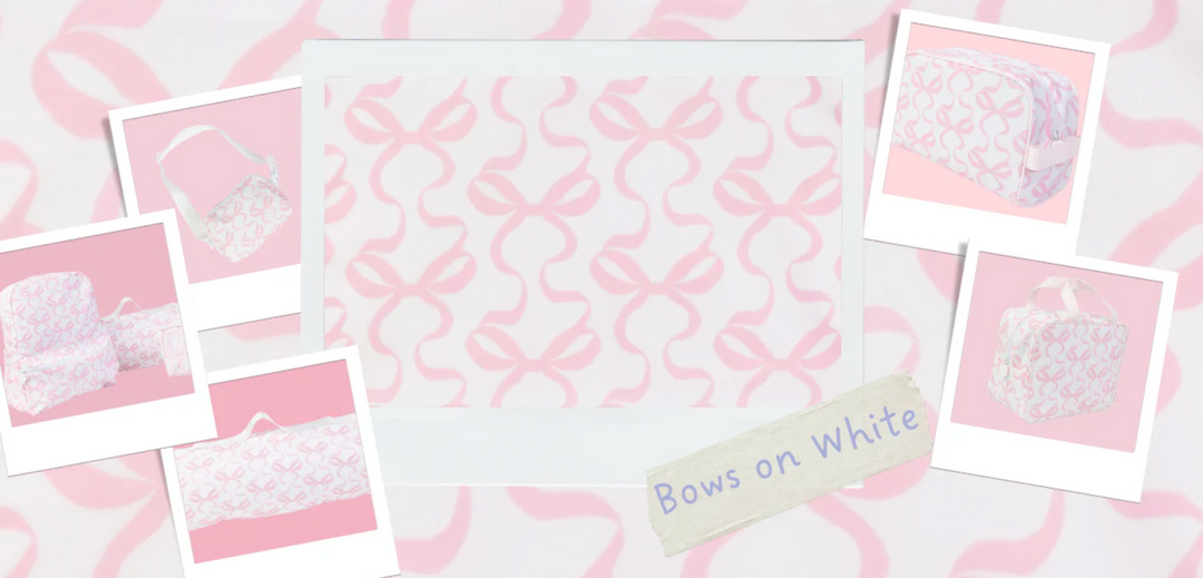 Pink Bows on White Backpack - Apple of My Isla