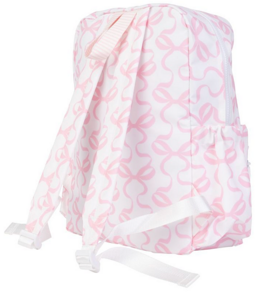 Pink Bows on White Backpack - Apple of My Isla