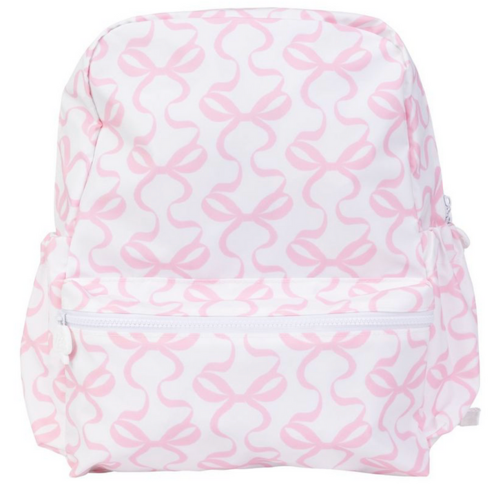 Pink Bows on White Backpack - Apple of My Isla