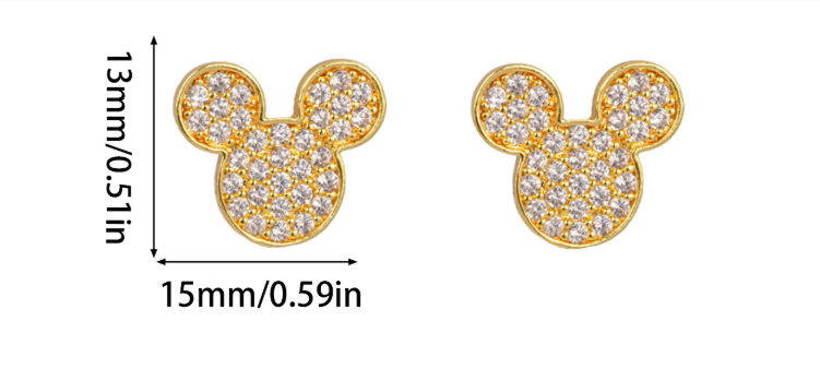 Gold Plated Mickey Mouse Earrings