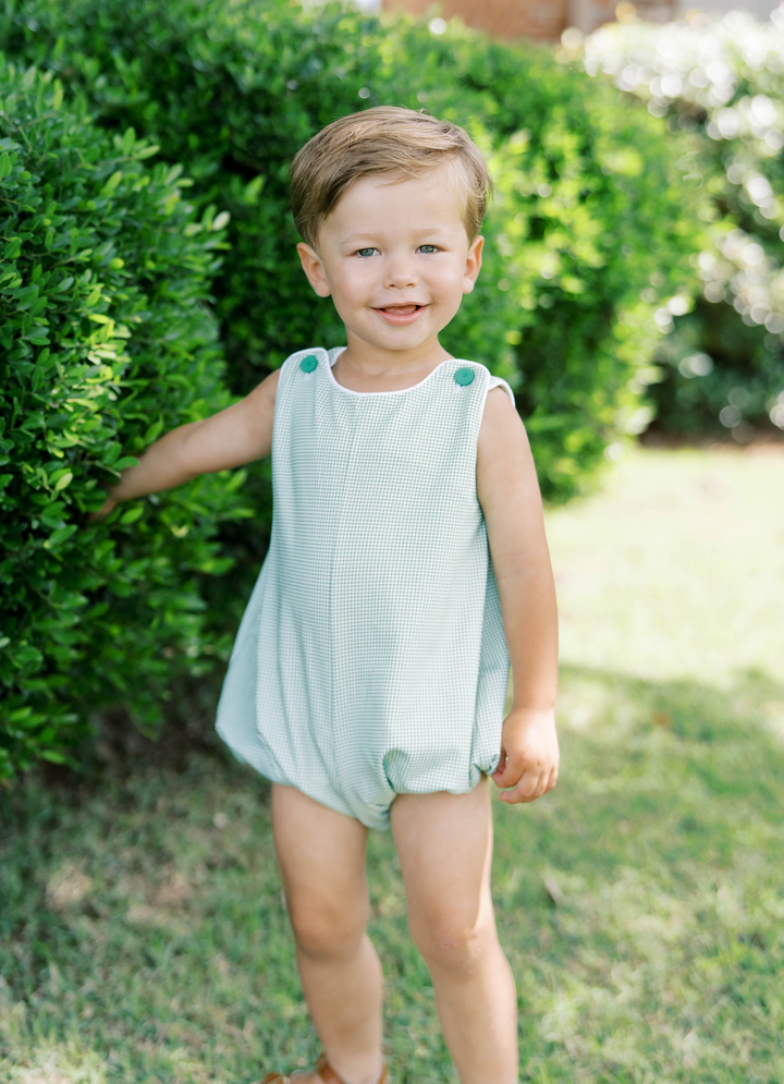 Green Gingham Boys Sunsuit Bubble - Lullaby Set