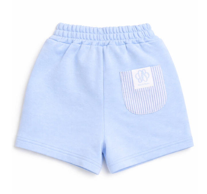 Blue Seersucker Pocket Shorts - Bits & Bows