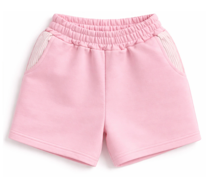 Pink Seersucker Pocket Shorts - Bits & Bows