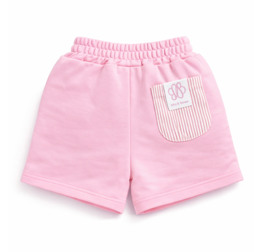 Pink Seersucker Pocket Shorts - Bits & Bows
