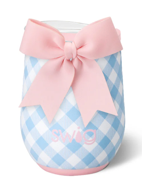 Gingham Bow Stemless Tumbler 12oz - Swig