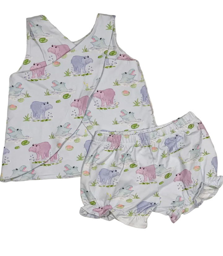 Magnolia Marsh Hippos Bloomer Set - Three Little Ducks