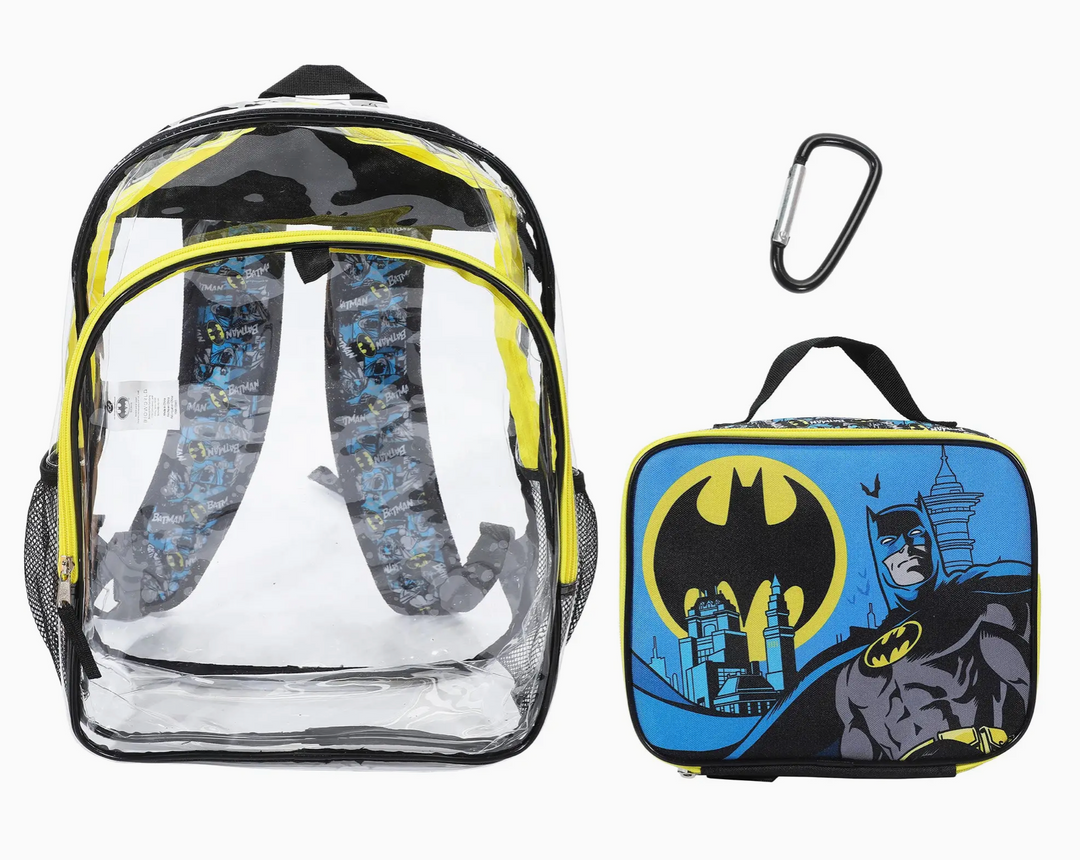 Kids Clear Batman Backpack & Lunchbox Set