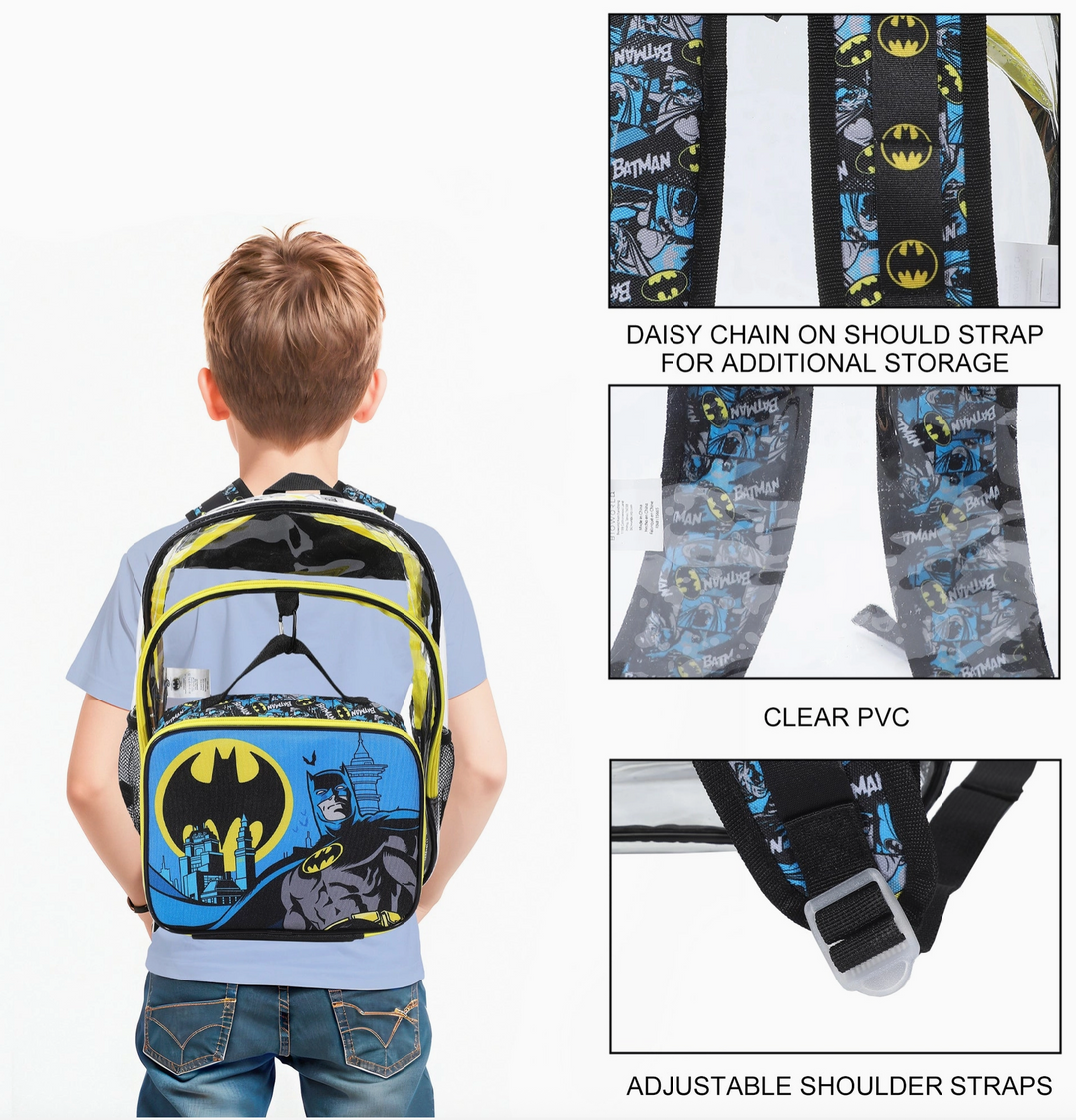 Kids Clear Batman Backpack & Lunchbox Set