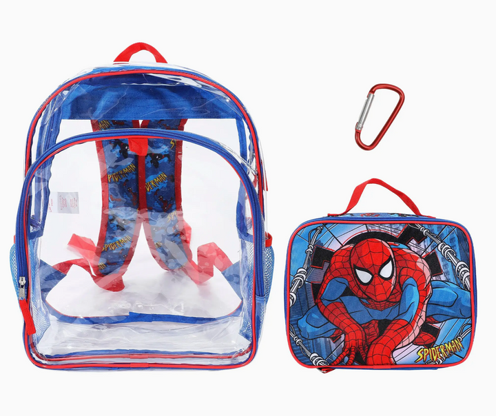 Kids Clear Spider-Man Backpack & Lunchbox Set