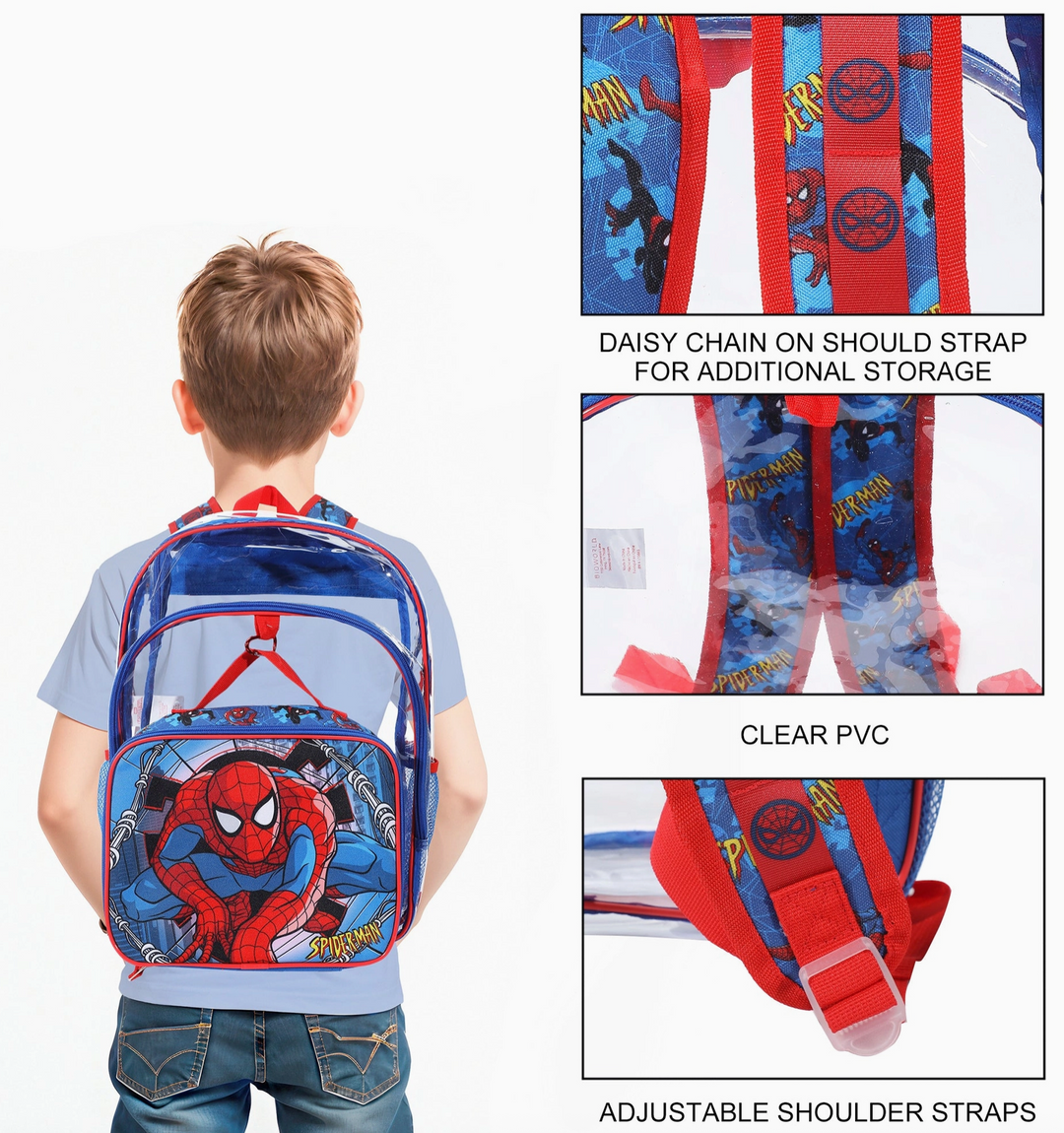 Kids Clear Spider-Man Backpack & Lunchbox Set