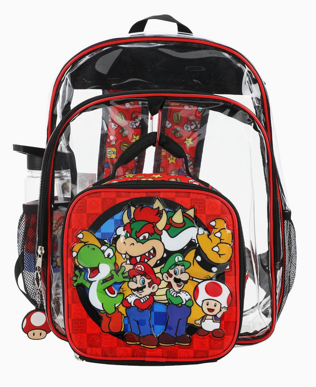 Kids Clear Super Mario Backpack & Lunchbox Set 4PC