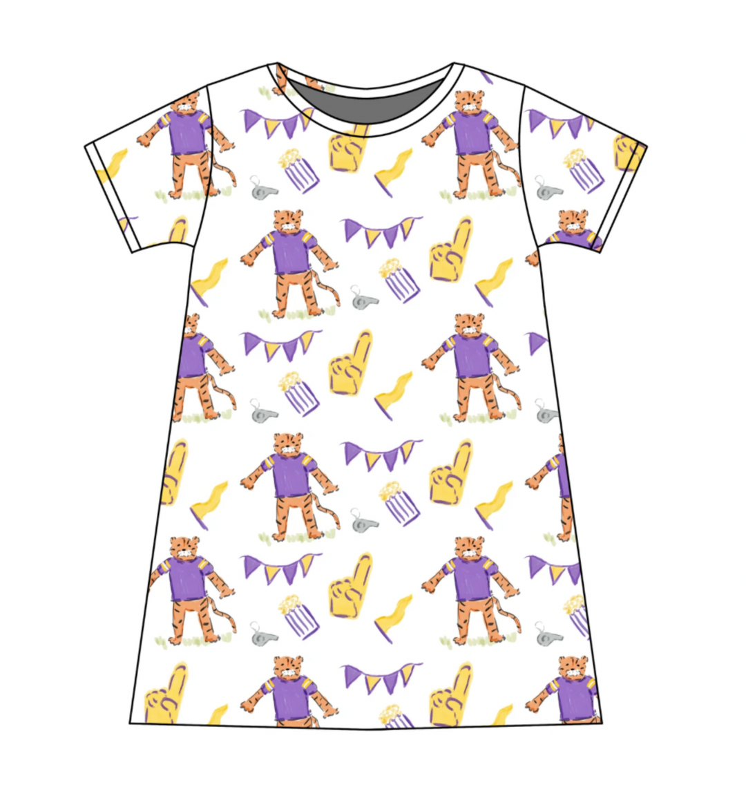 Purple & Gold Game Day Pima Dress - Three Little Ducks