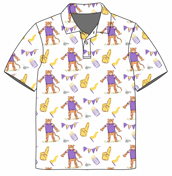 Purple & Gold Game Day Jackson Polo - Three Little Ducks