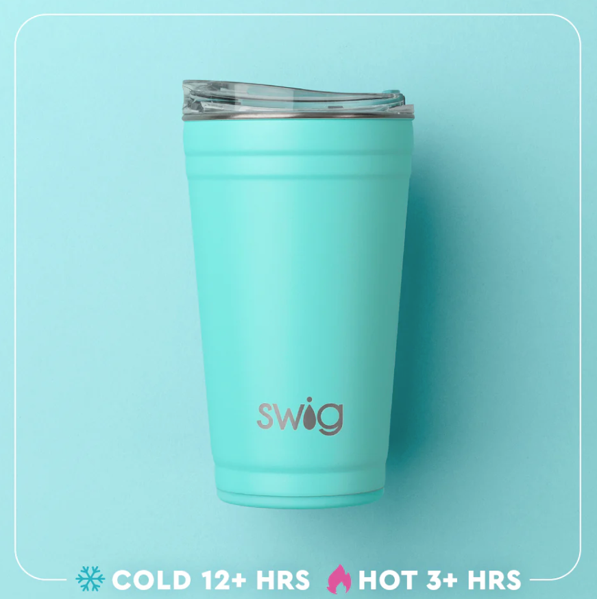 Pink Bow Blue Gingham 24oz Cup - SwigLife