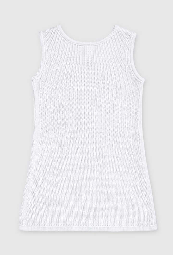 White Knit Summer Shift Dress - Limeapple
