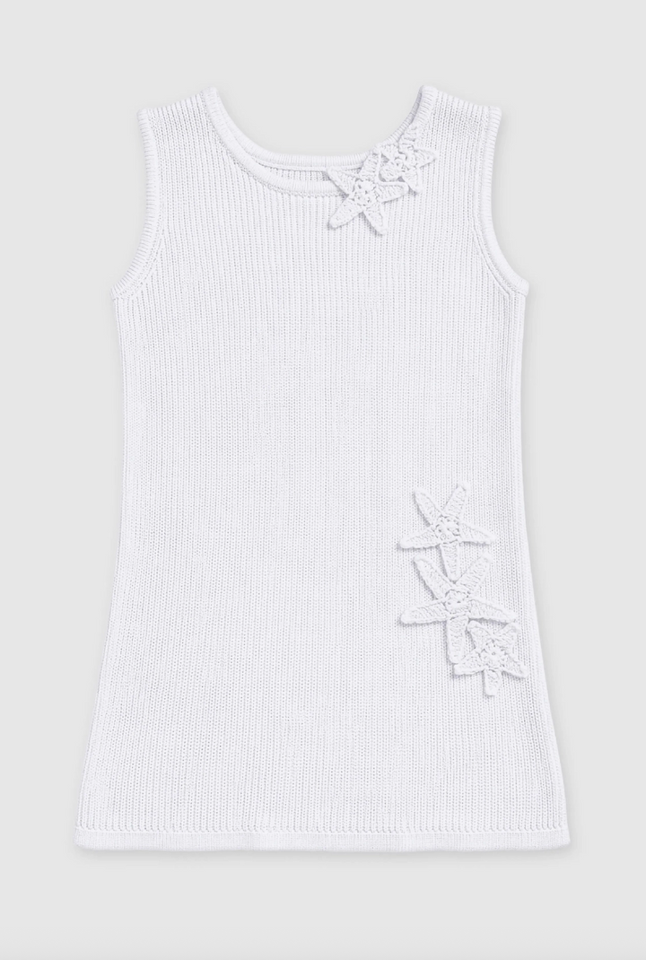 White Knit Summer Shift Dress - Limeapple