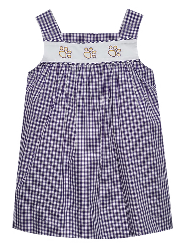 Paw Print Purple Gingham Dress - Remember Nguyen