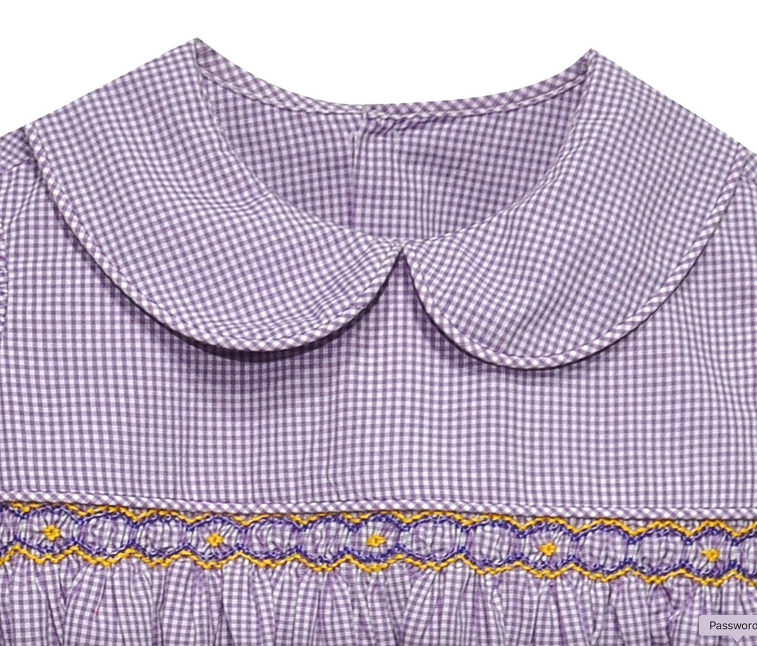 Girls Purple & Gold Smocked Bubble - Remember Nguyen