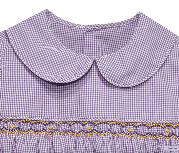 Girls Purple & Gold Smocked Bubble - Remember Nguyen