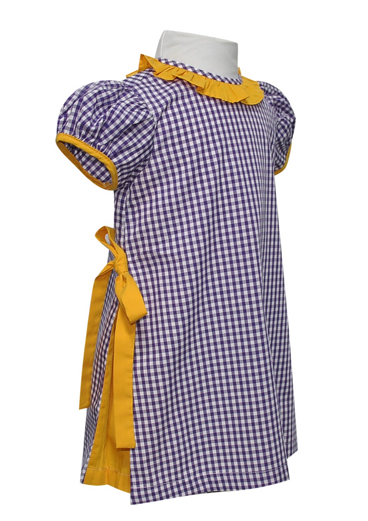 Purple Gingham w/ Gold Bows Dress - Remember Nguyen