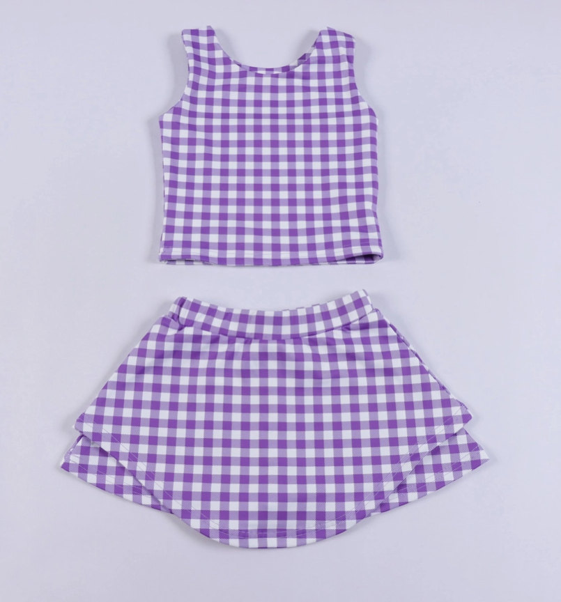Purple Gingham Skort Set - Blended Spirit