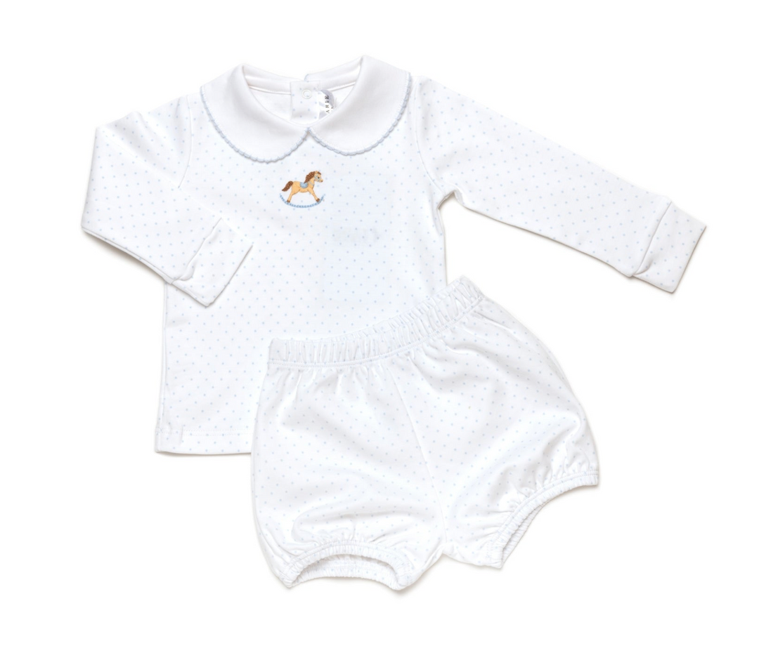 Boys Blue Rocking Horse Bloomer Set - Milly Marie