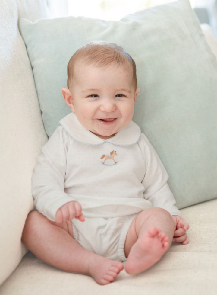 Boys Blue Rocking Horse Bloomer Set - Milly Marie