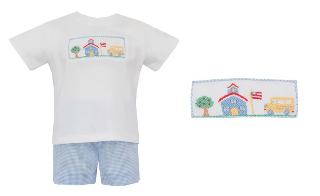 Smocked Boys School Short Set - Petit Bebe