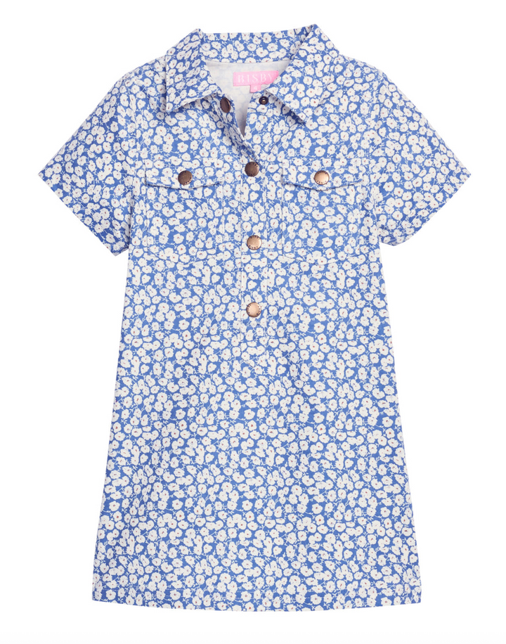 French Blue Floral Cord Dress - BISBY