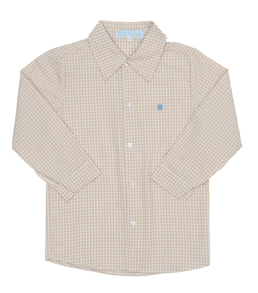 Tan Check Oxford Shirt - The Oaks Apparel