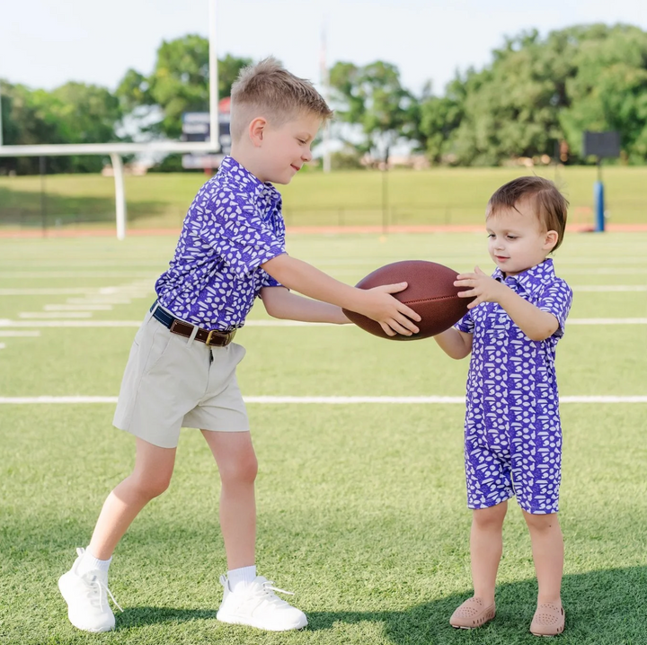 Pep Rally Purple Polo Shortall - Lila & Hayes