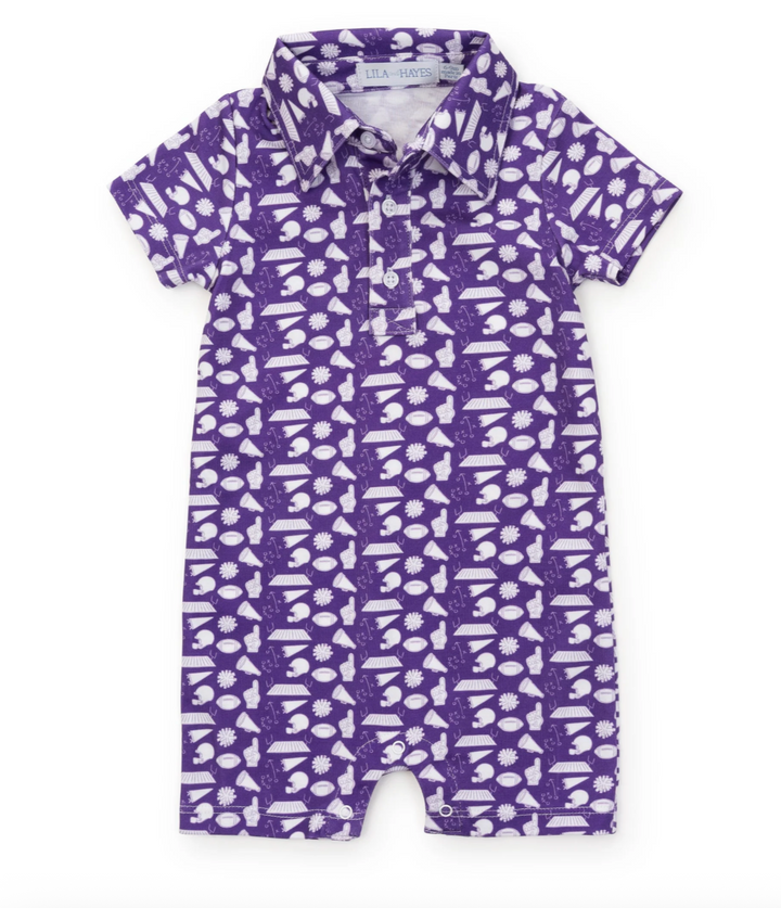Pep Rally Purple Polo Shortall - Lila & Hayes