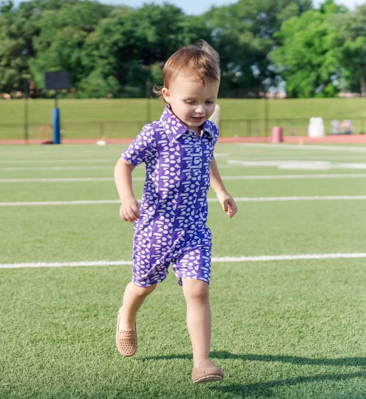 Pep Rally Purple Polo Shortall - Lila & Hayes