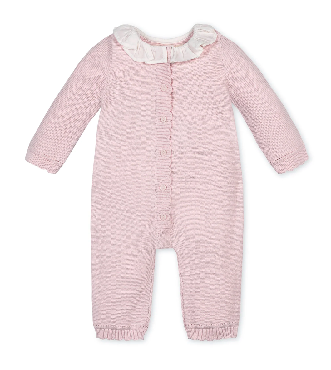 Pale Pink Organic Ruffle Collar Sweater Romper - Hope & Henry