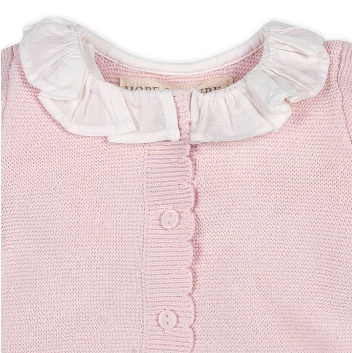 Pale Pink Organic Ruffle Collar Sweater Romper - Hope & Henry