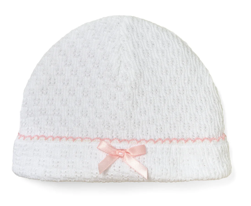 White Paty Pink Trim Saylor Beanie - Paty