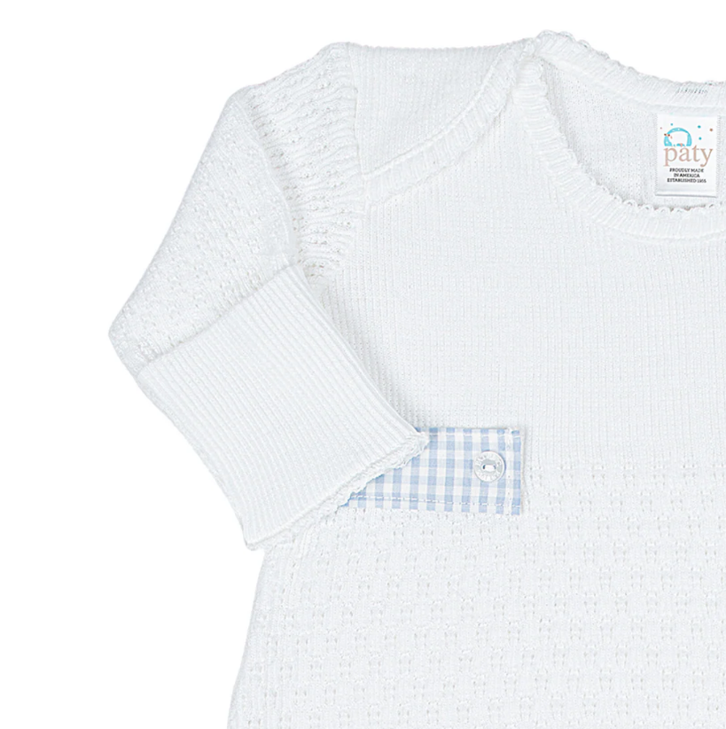 Overlap Shoulder Gown w/ Gingham Trim - Paty