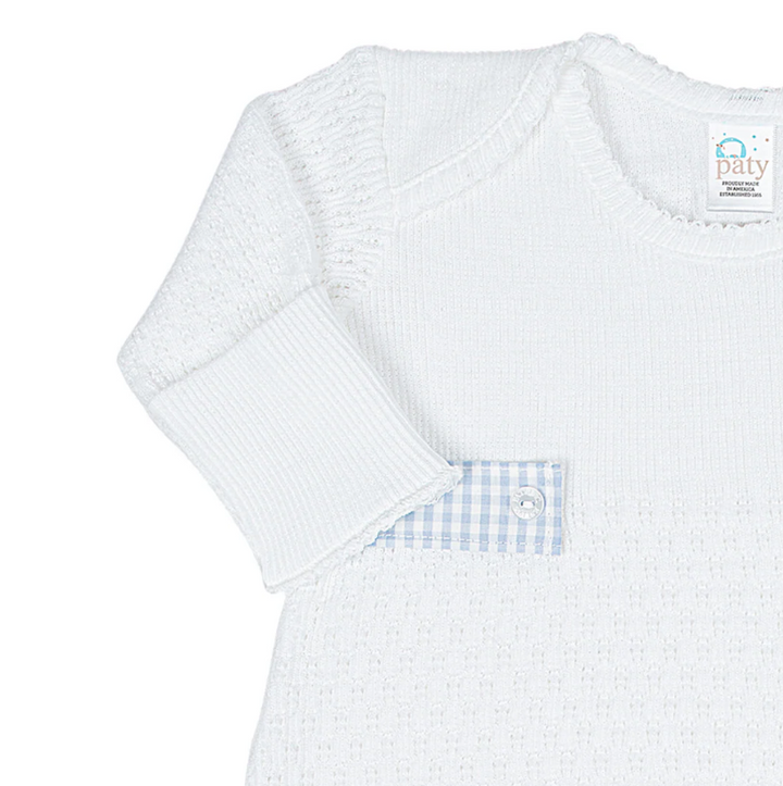 Overlap Shoulder Gown w/ Gingham Trim - Paty