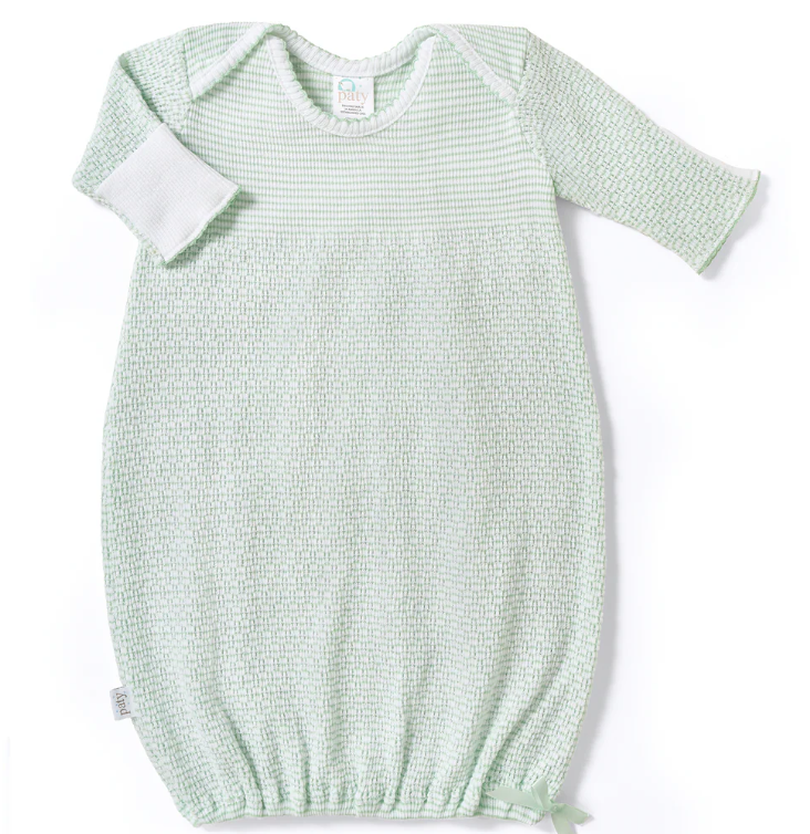 Mint Paty Knit Overlap Shoulder Gown