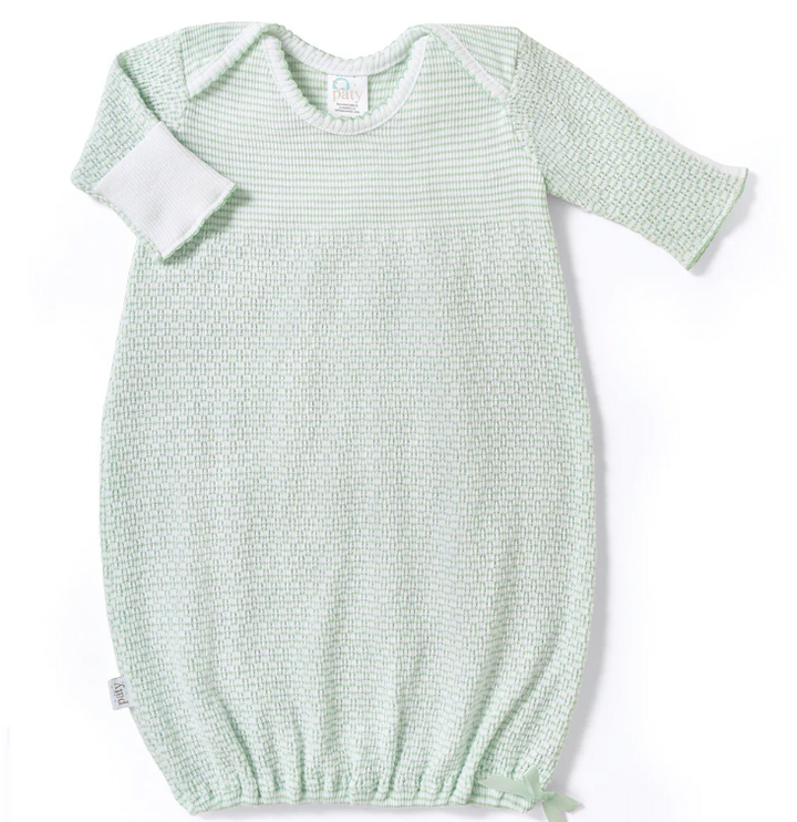 Mint Paty Knit Overlap Shoulder Gown